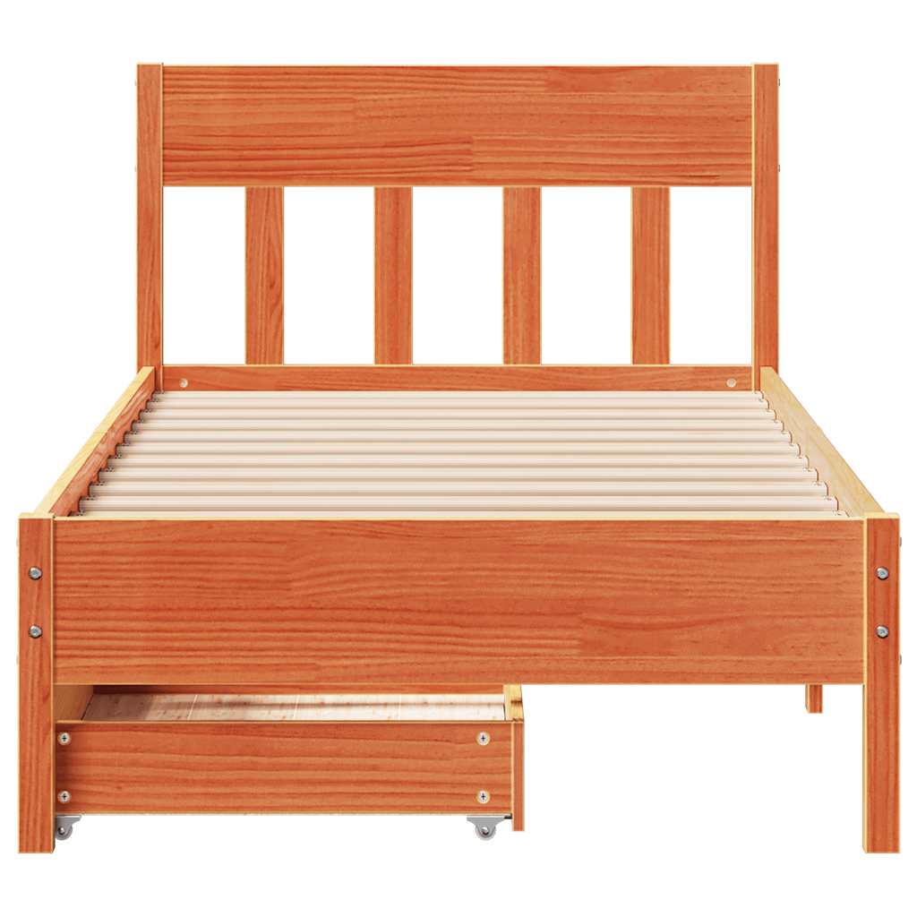 viaszbarna tömör fenyőfa ágy matrac nélkül 90 x 190 cm