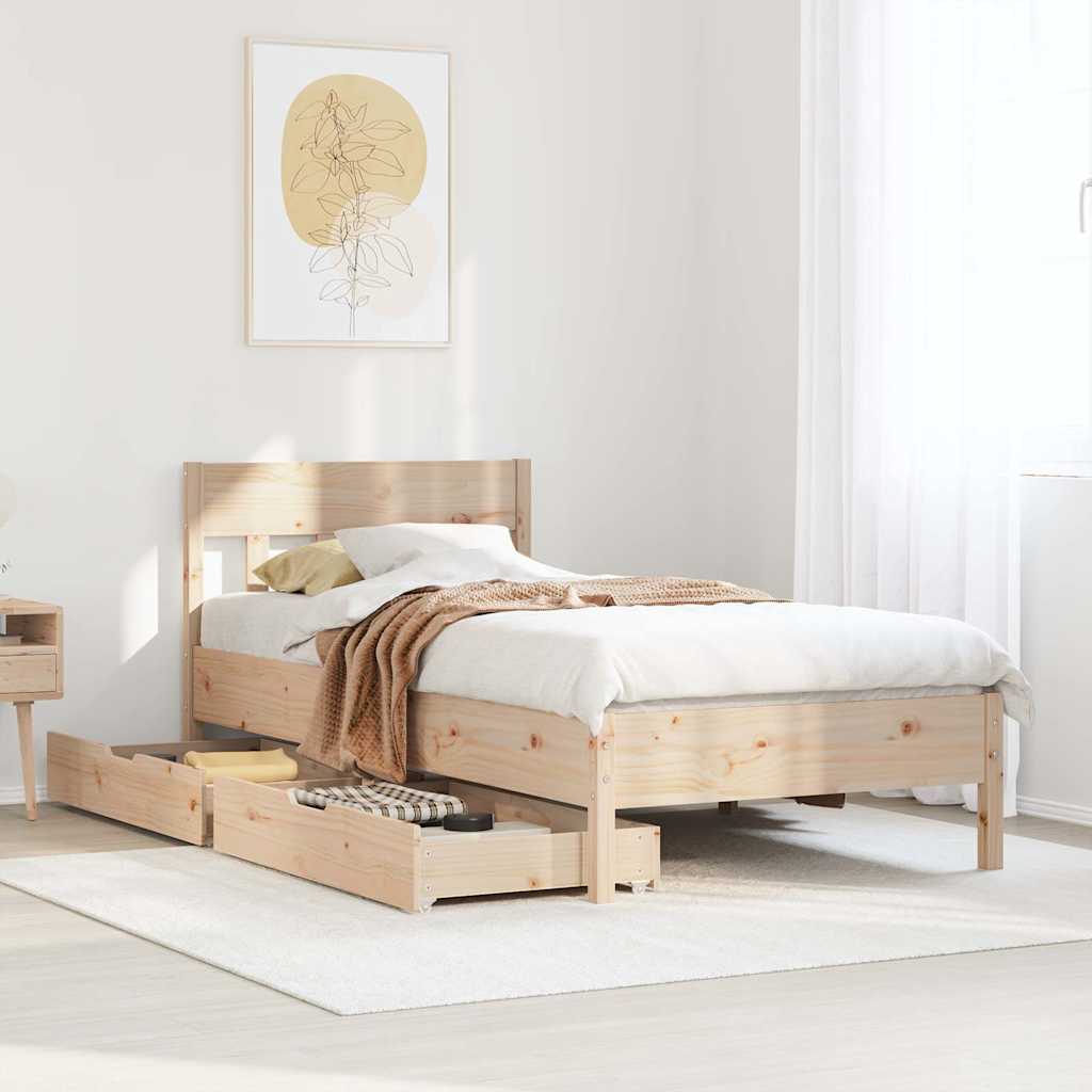 tömör fenyőfa ágy matrac nélkül 75 x 190 cm