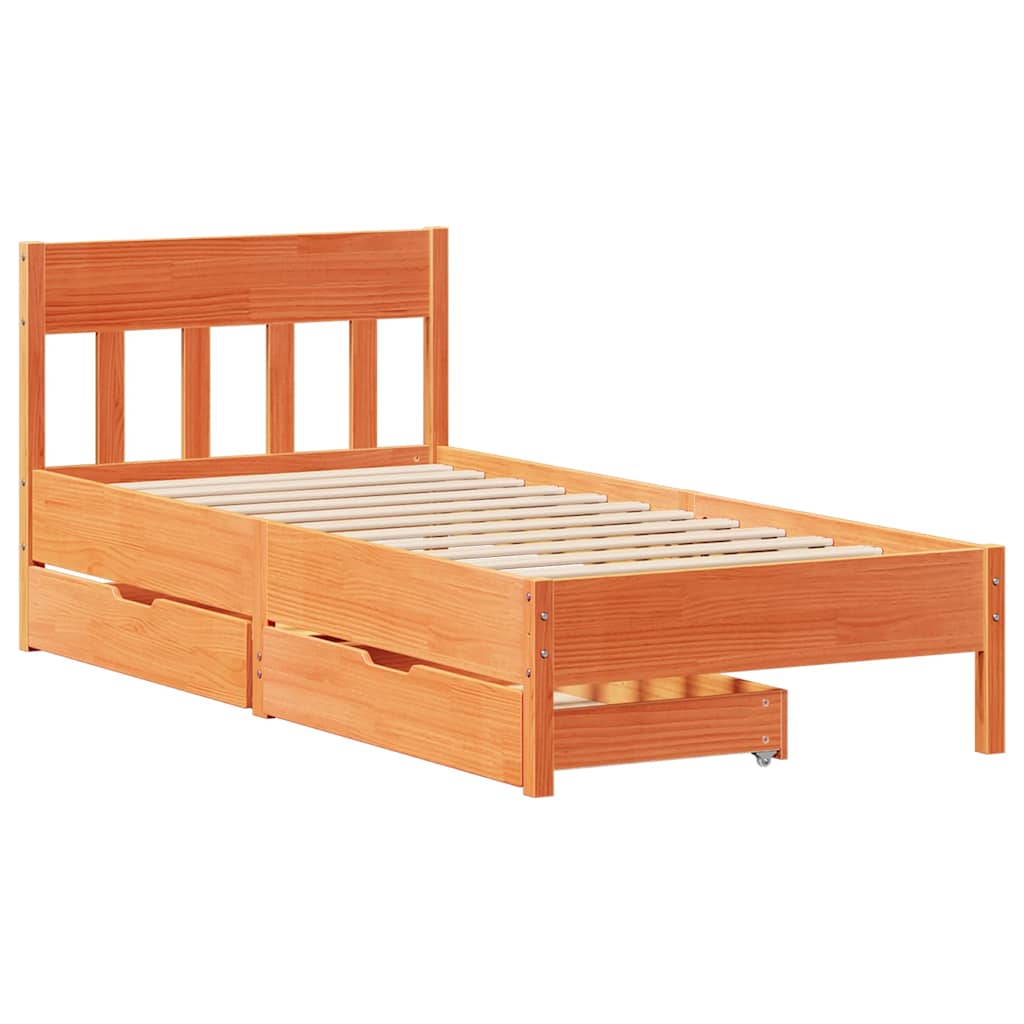 viaszbarna tömör fenyőfa ágy matrac nélkül 75 x 190 cm