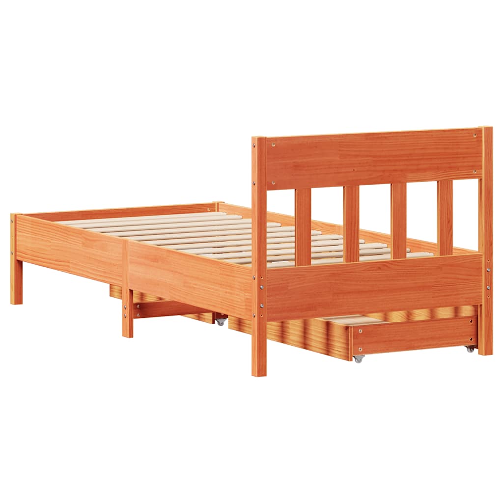 viaszbarna tömör fenyőfa ágy matrac nélkül 75 x 190 cm