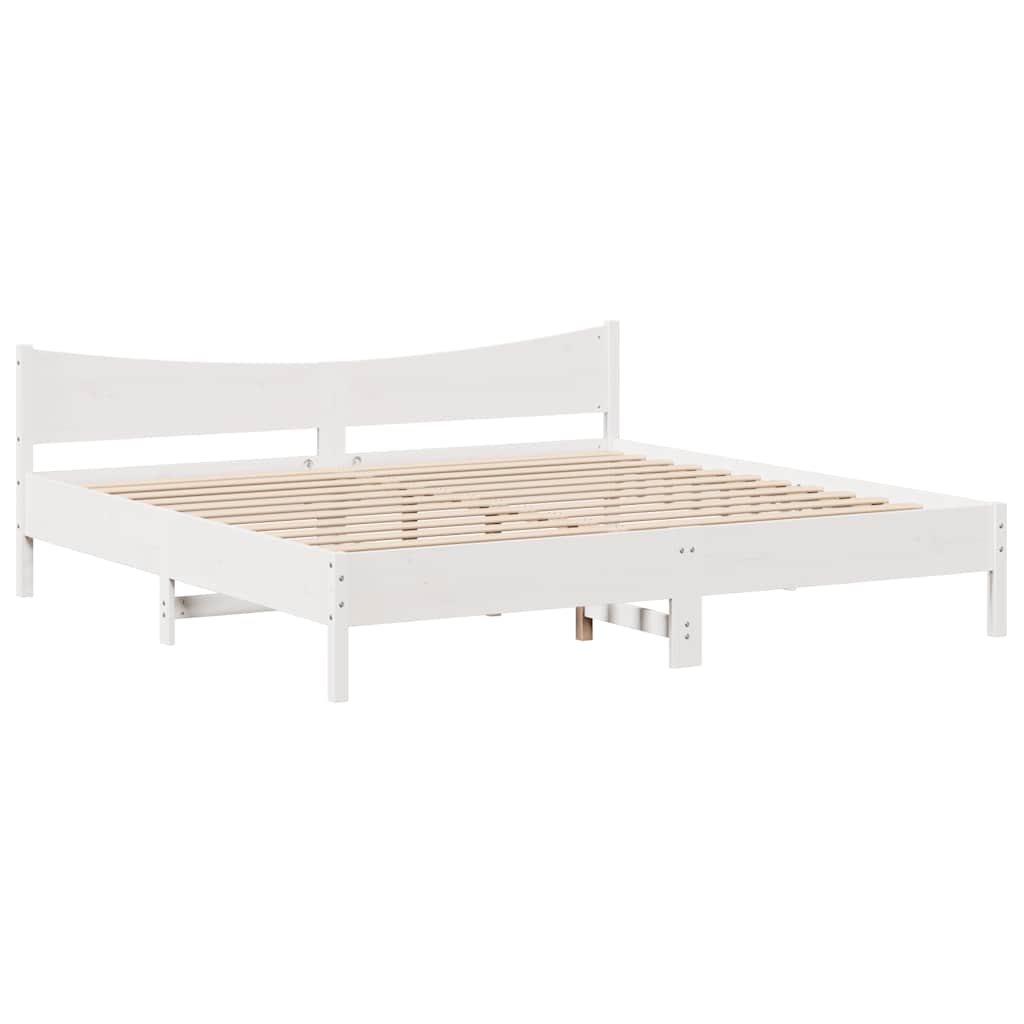 fehér tömör fenyőfa ágykeret fiókokkal 200 x 200 cm