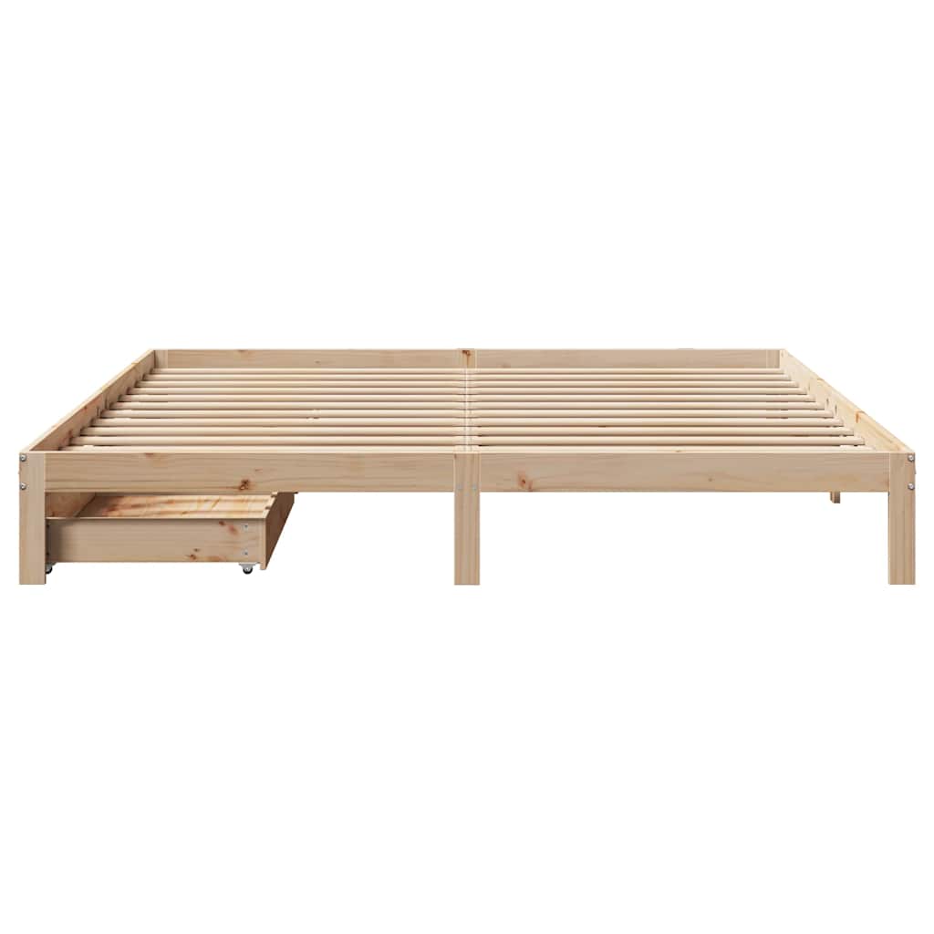 tömör fenyőfa ágykeret fiókokkal 200 x 200 cm