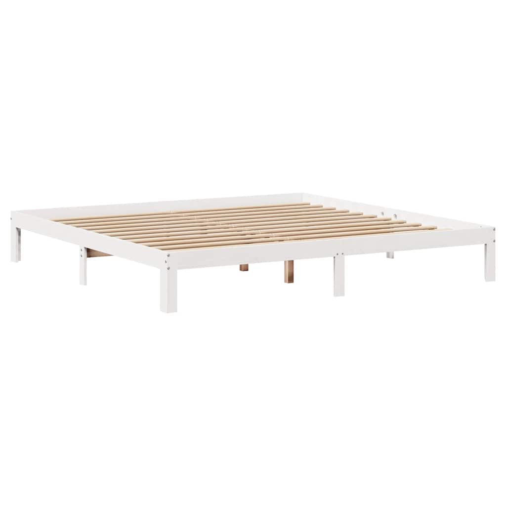 fehér tömör fenyőfa ágykeret fiókokkal 200 x 200 cm