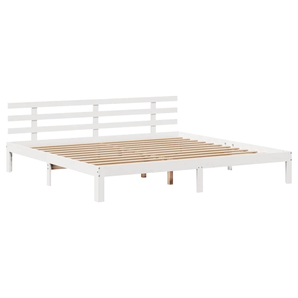 fehér tömör fenyőfa ágykeret fiókokkal 200 x 200 cm