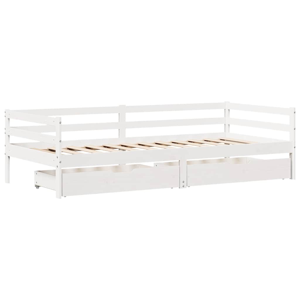 fehér tömör fenyőfa kanapéágy fiókokkal 90 x 200 cm