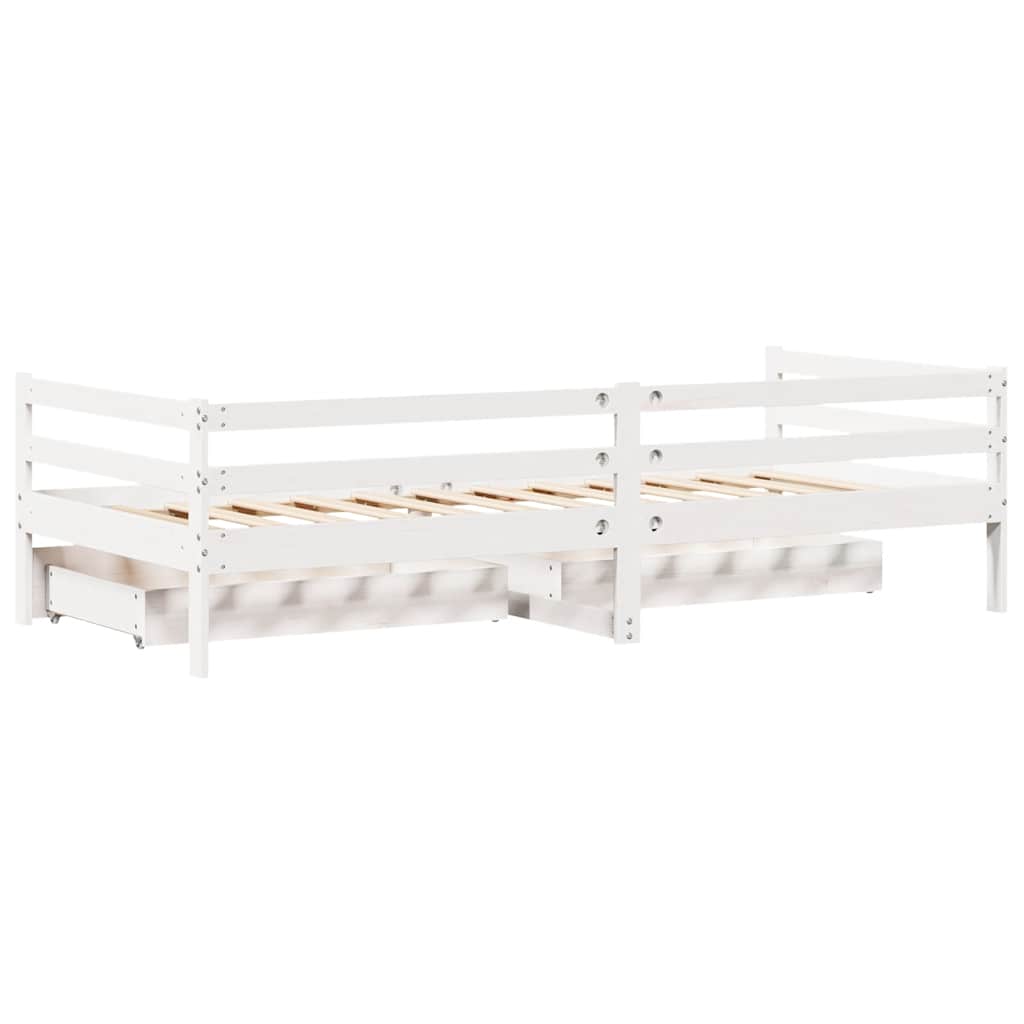 fehér tömör fenyőfa kanapéágy fiókokkal 90 x 200 cm
