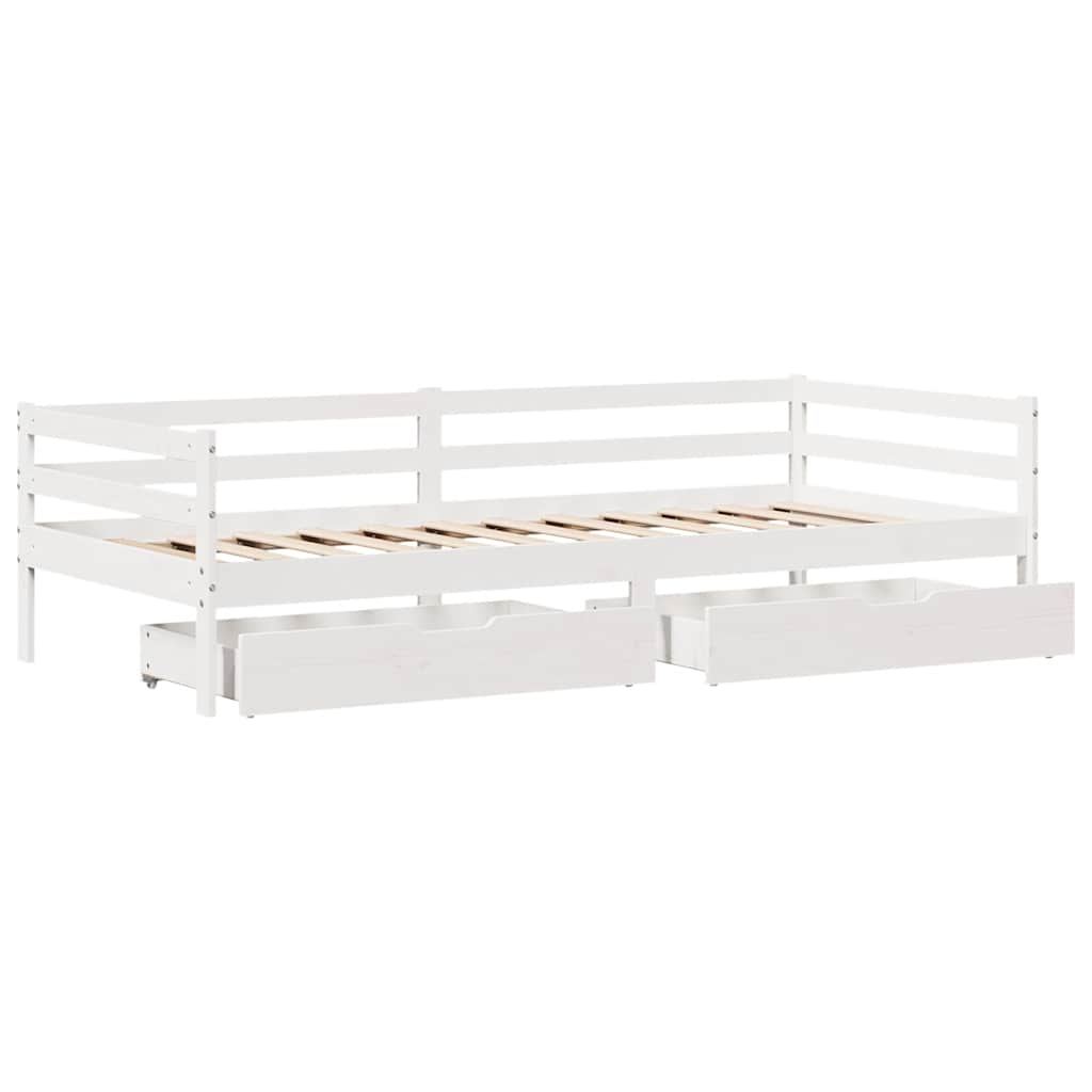 fehér tömör fenyőfa kanapéágy fiókokkal 90 x 200 cm