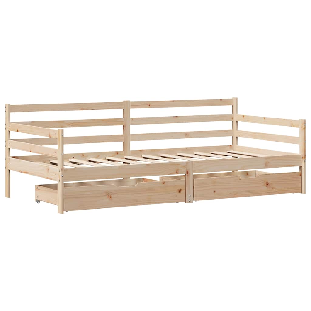 fehér tömör fenyőfa kanapéágy fiókkal 80 x 200 cm