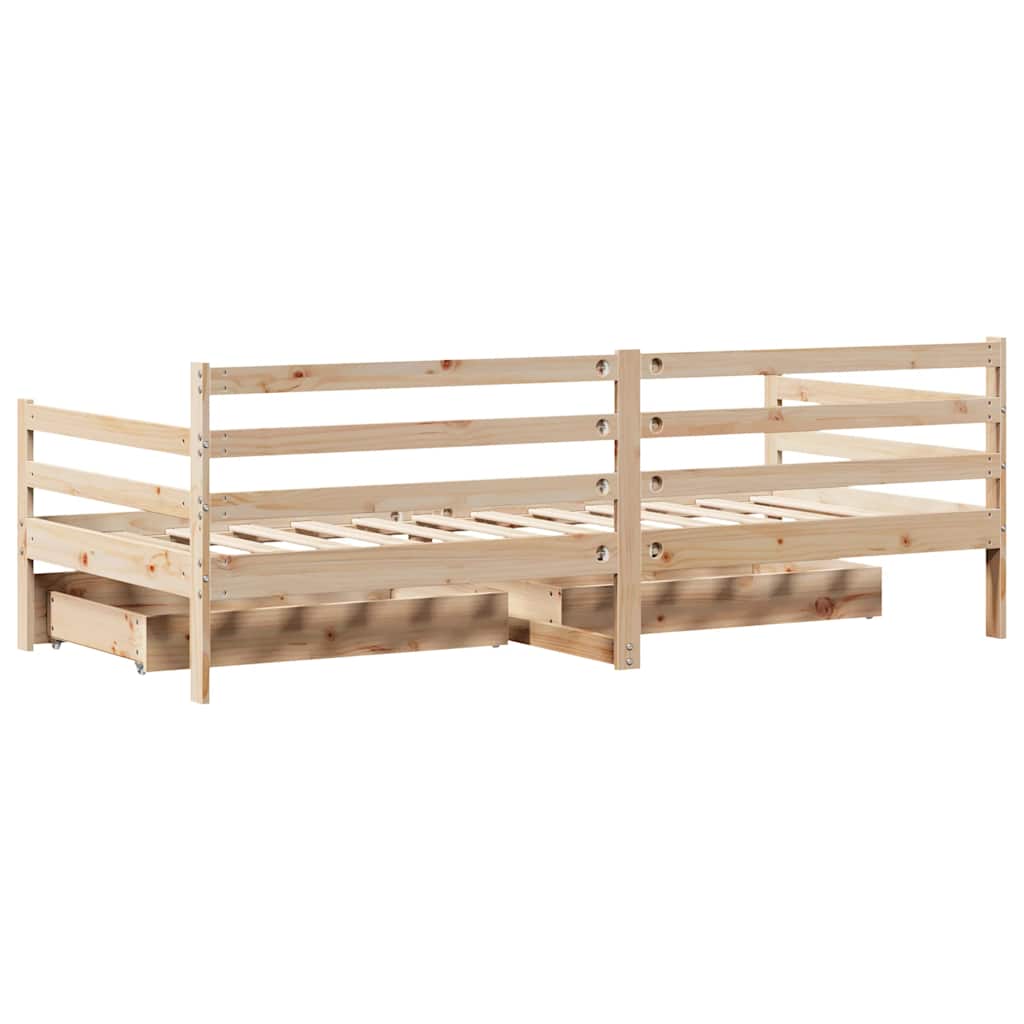fehér tömör fenyőfa kanapéágy fiókkal 80 x 200 cm