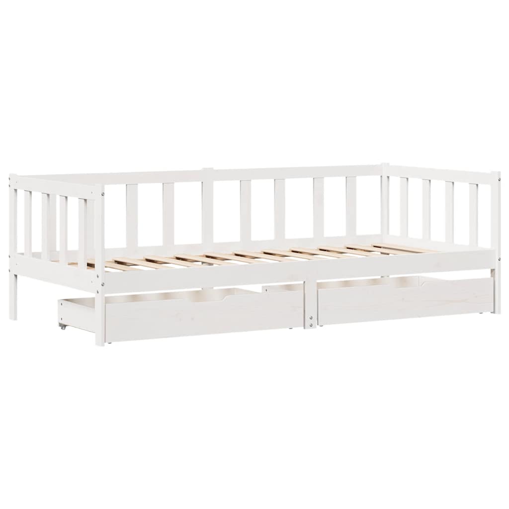 fehér tömör fenyőfa kanapéágy fiókkal 80 x 200 cm