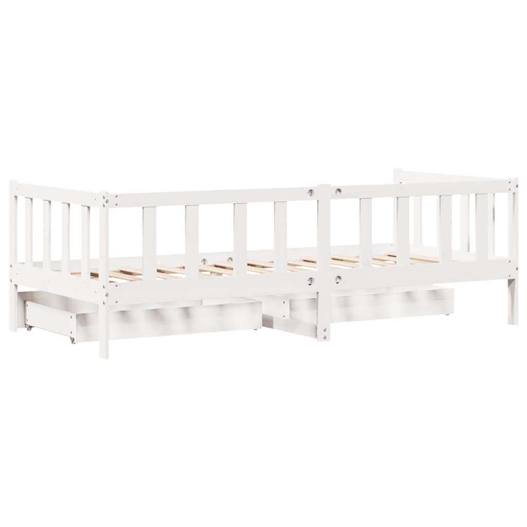 fehér tömör fenyőfa kanapéágy fiókkal 80 x 200 cm