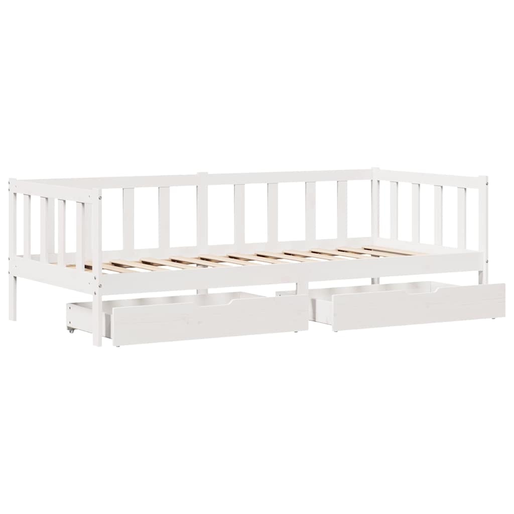 fehér tömör fenyőfa kanapéágy fiókkal 80 x 200 cm