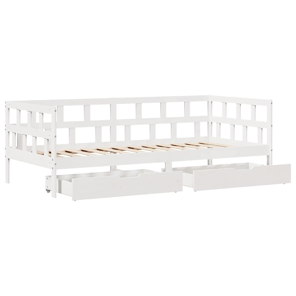 fehér tömör fenyőfa kanapéágy fiókokkal 90 x 200 cm