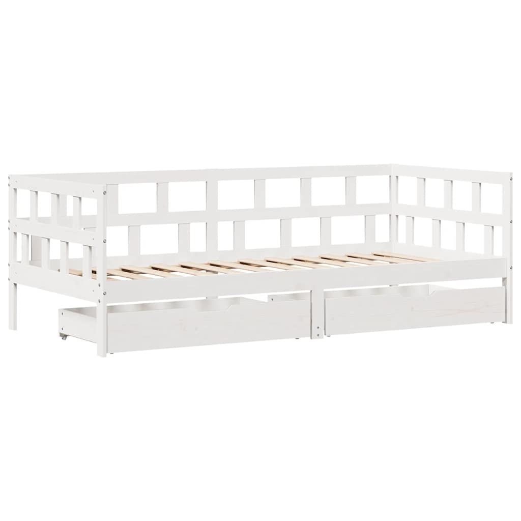 fehér tömör fenyőfa kanapéágy fiókkal 80 x 200 cm