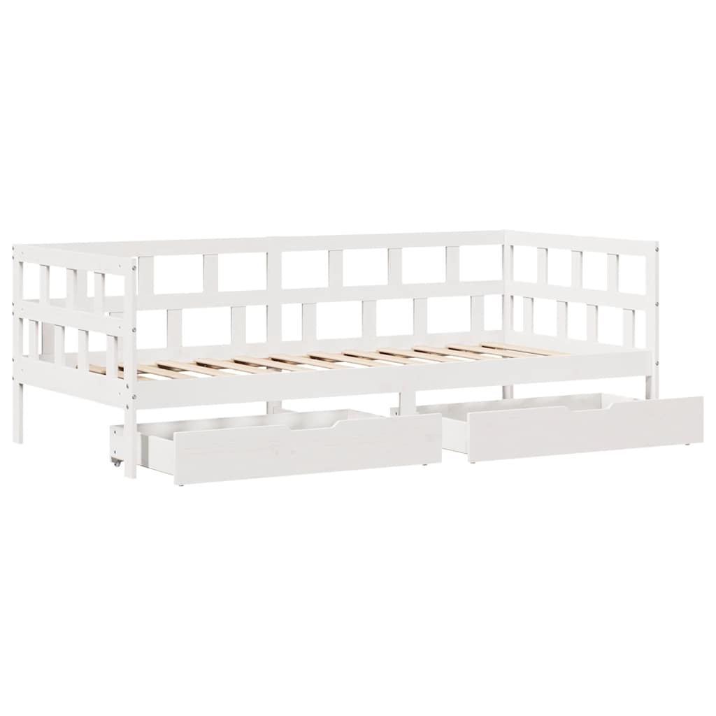fehér tömör fenyőfa kanapéágy fiókkal 80 x 200 cm