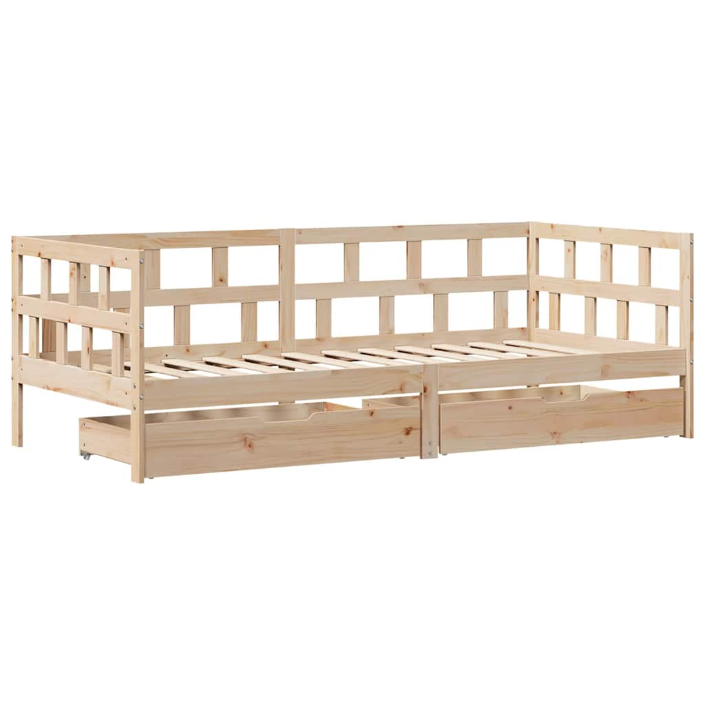 tömör fenyőfa kanapéágy fiókokkal 90 x 190 cm