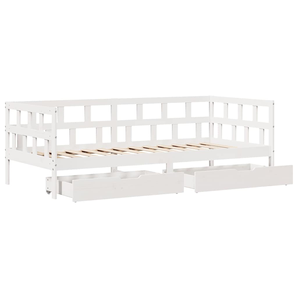 fehér tömör fenyőfa kanapéágy fiókkal 90 x 190 cm