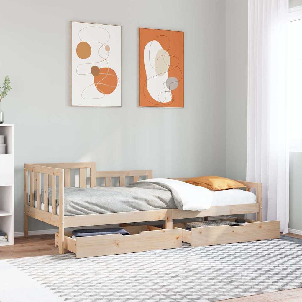 tömör fenyőfa kanapéágy fiókokkal 80 x 200 cm