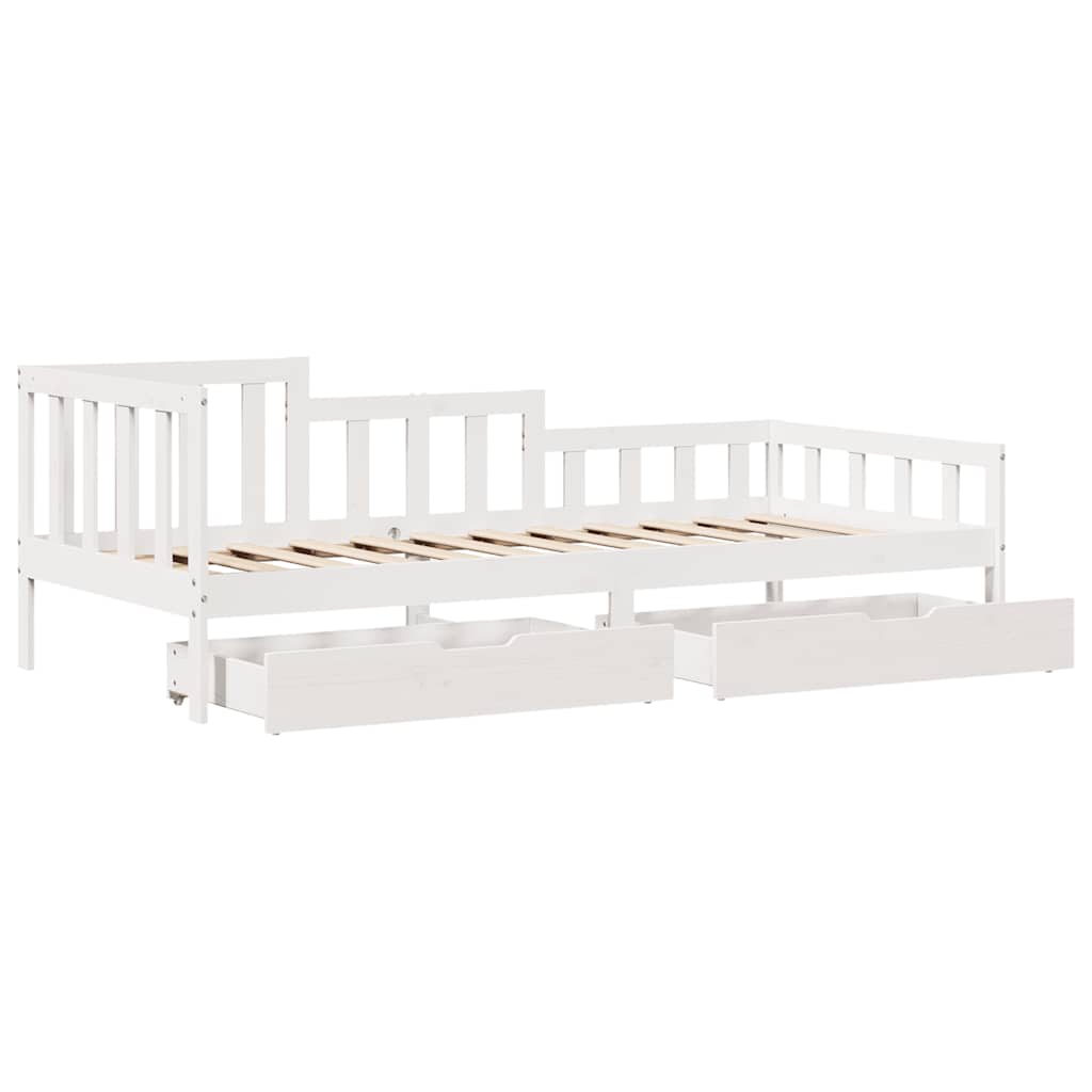 fehér tömör fenyőfa kanapéágy fiókkal 80 x 200 cm
