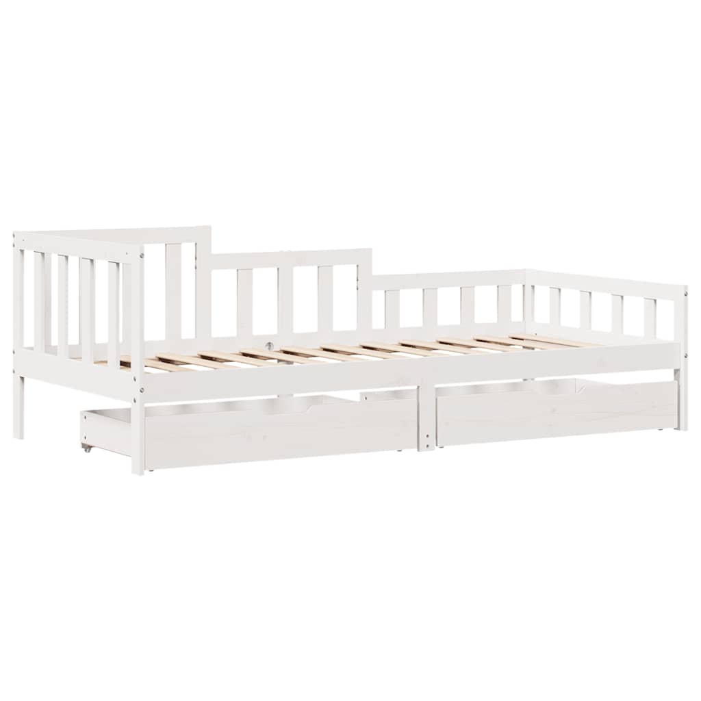 fehér tömör fenyőfa kanapéágy fiókkal 80 x 200 cm