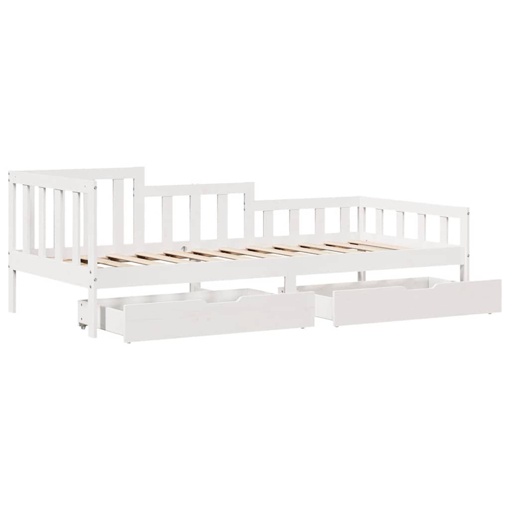 fehér tömör fenyőfa kanapéágy fiókokkal 90 x 200 cm