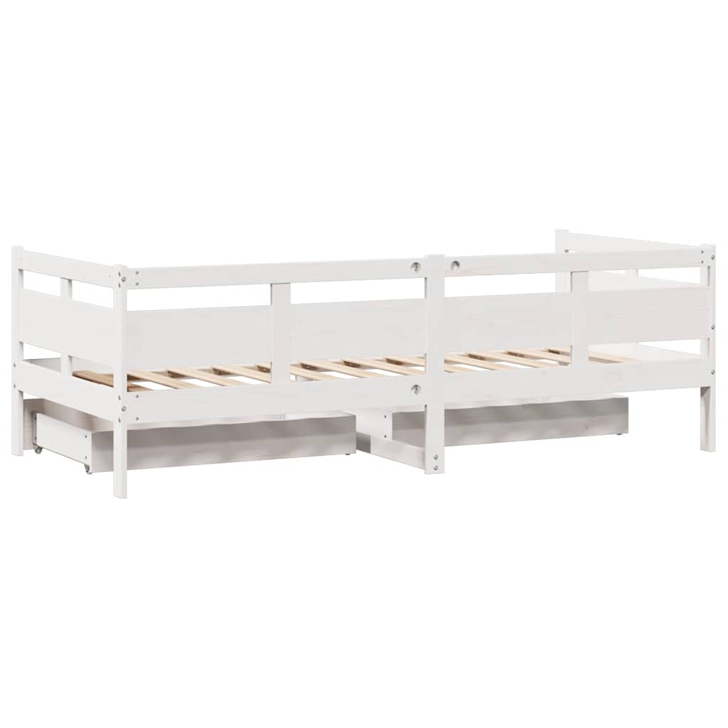 fehér tömör fenyőfa kanapéágy fiókkal 80 x 200 cm