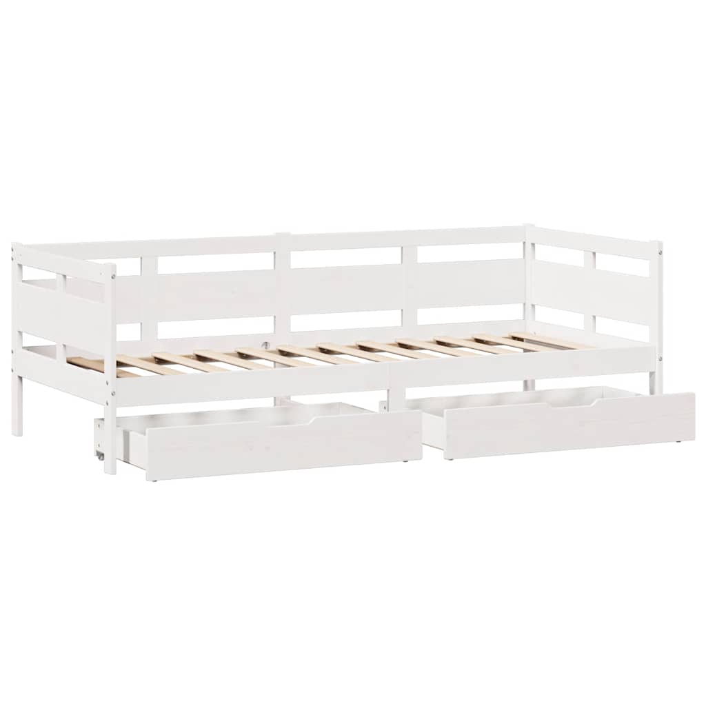 fehér tömör fenyőfa kanapéágy fiókkal 80 x 200 cm