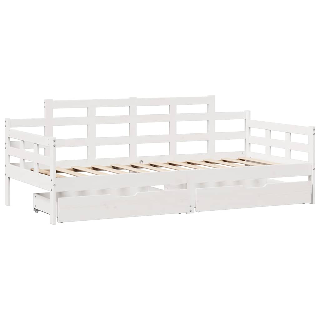 fehér tömör fenyőfa kanapéágy fiókokkal 90 x 200 cm