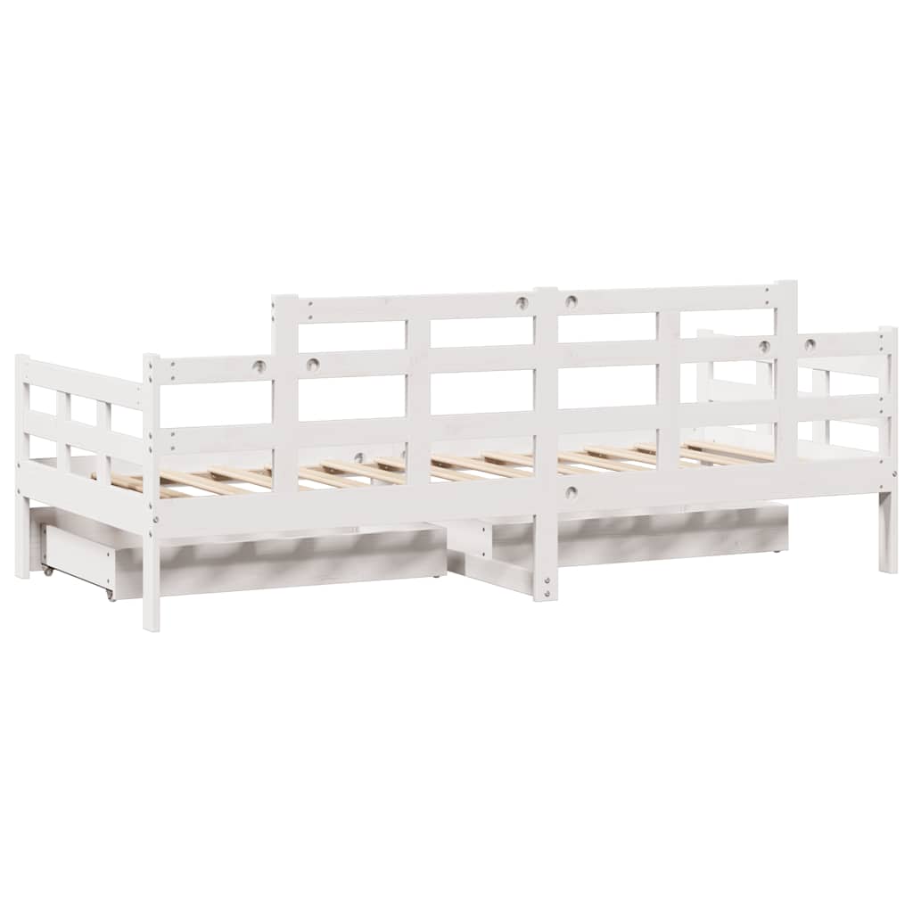 fehér tömör fenyőfa kanapéágy fiókokkal 90 x 200 cm