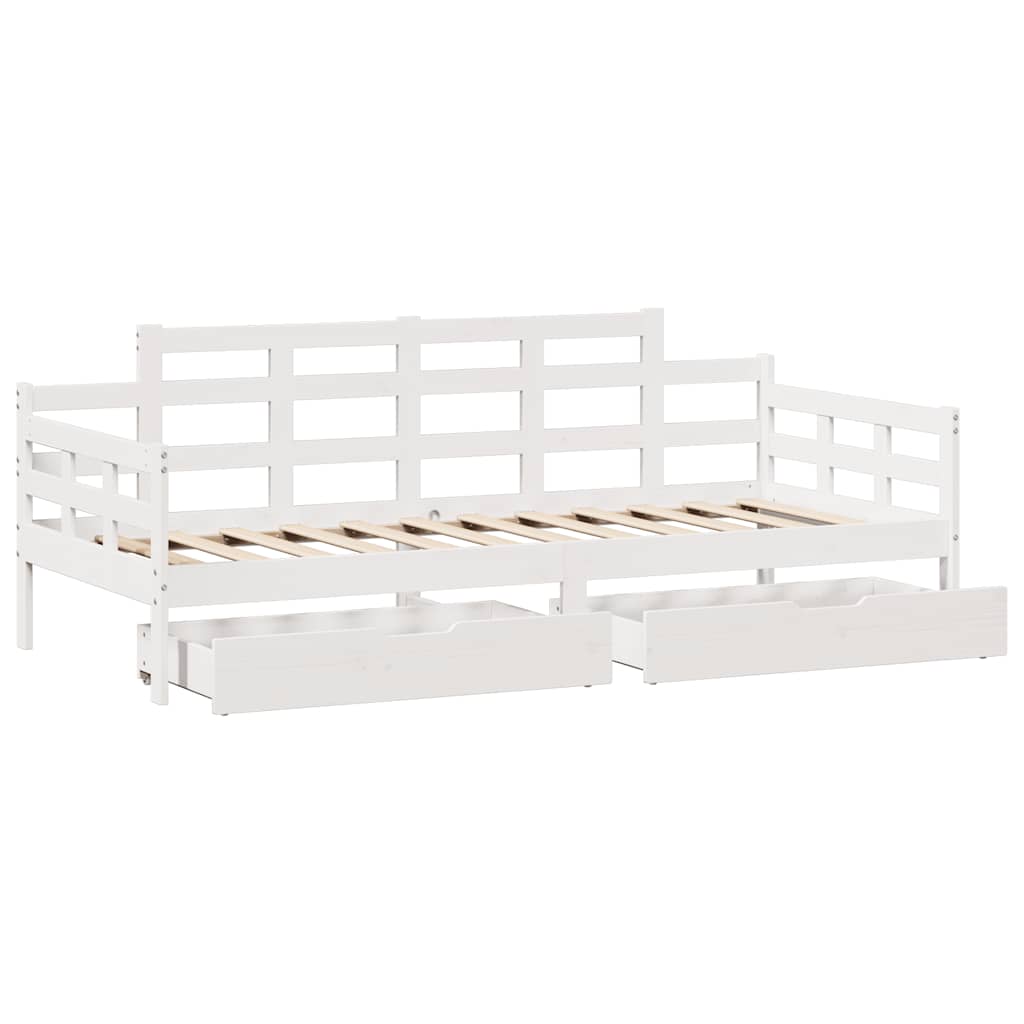 fehér tömör fenyőfa kanapéágy fiókokkal 90 x 200 cm