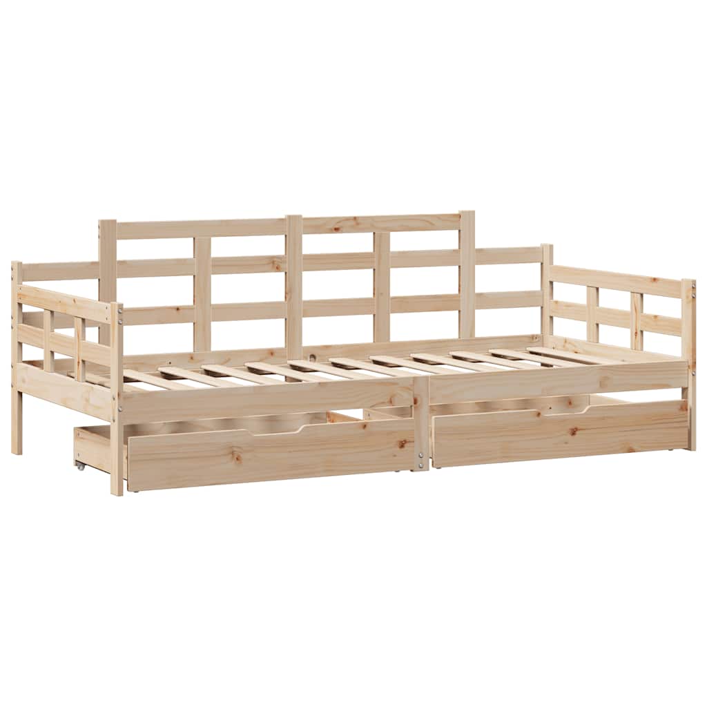 tömör fenyőfa kanapéágy fiókokkal 80 x 200 cm