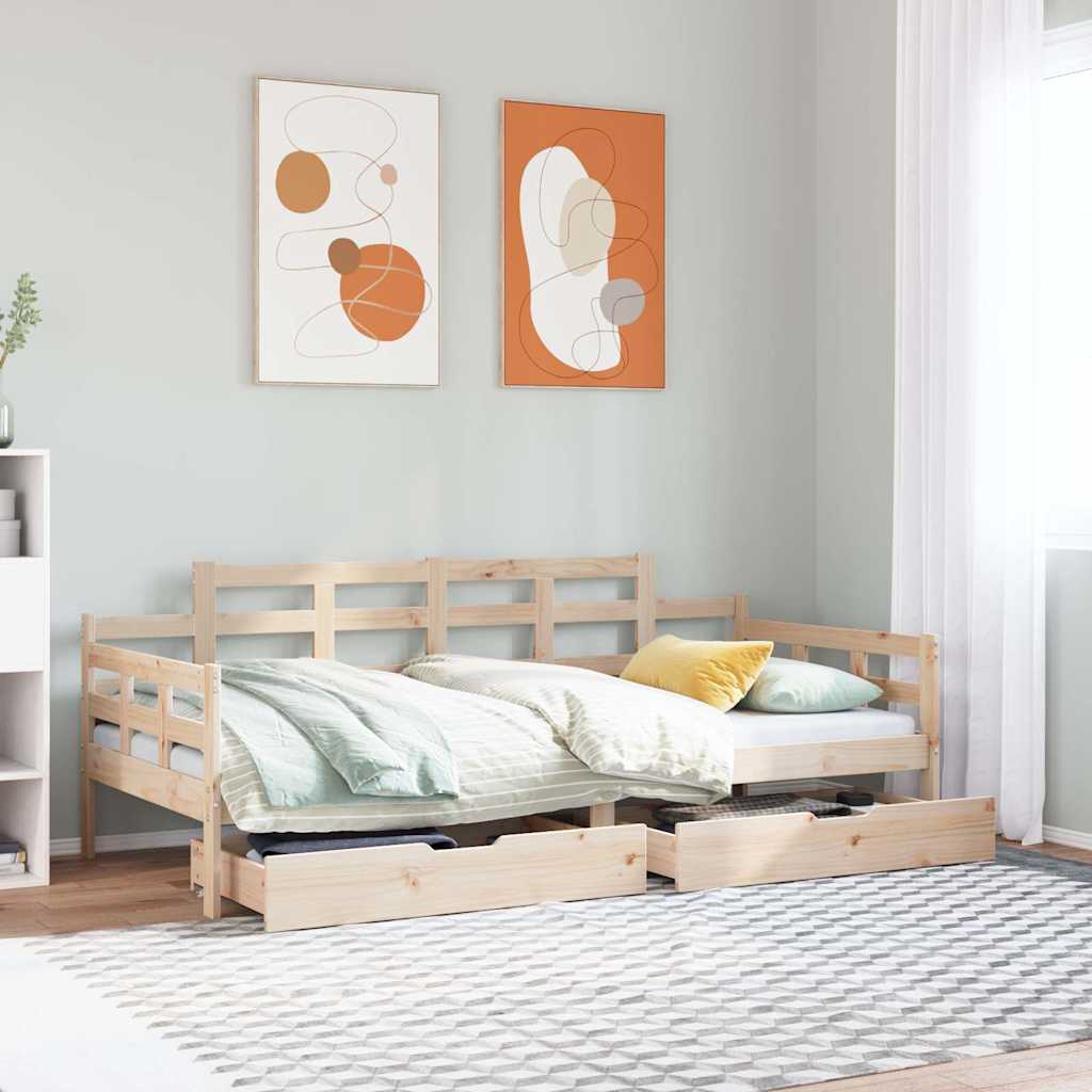 tömör fenyőfa kanapéágy fiókokkal 80 x 200 cm