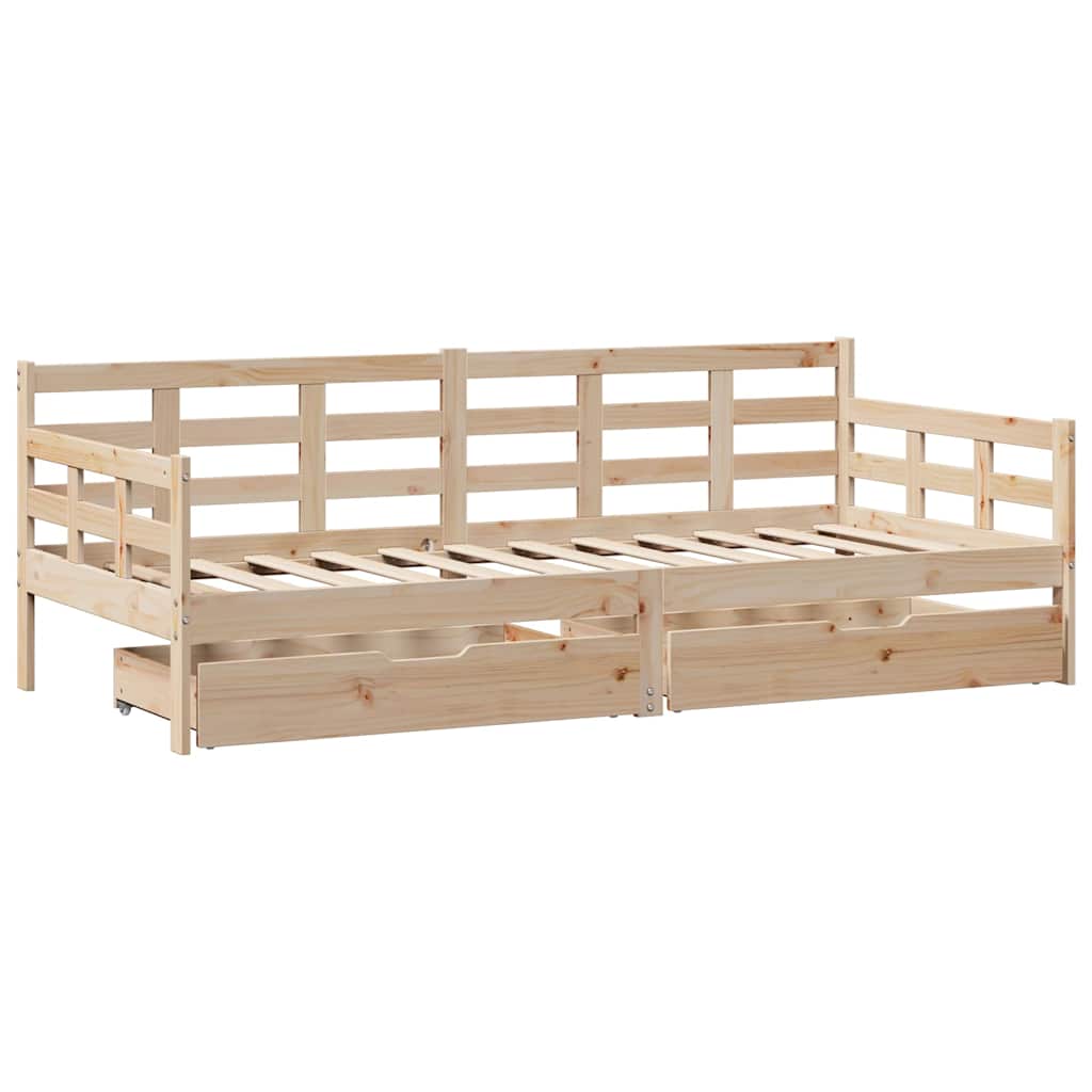 tömör fenyőfa kanapéágy fiókkal 90 x 200 cm