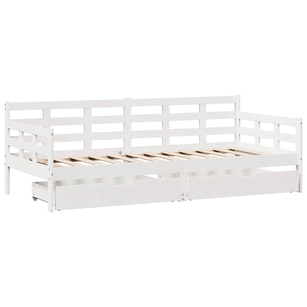 fehér tömör fenyőfa kanapéágy fiókokkal 90 x 200 cm
