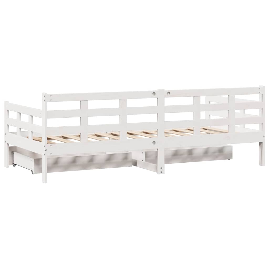 fehér tömör fenyőfa kanapéágy fiókokkal 90 x 200 cm