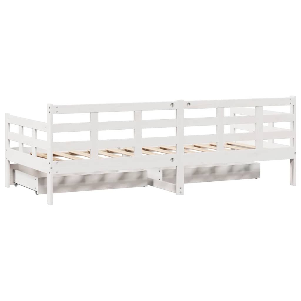 fehér tömör fenyőfa kanapéágy fiókkal 80 x 200 cm