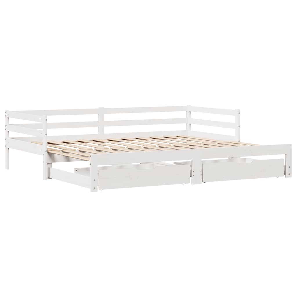 fehér tömör fenyőfa kanapéágy fiókokkal 90 x 200 cm