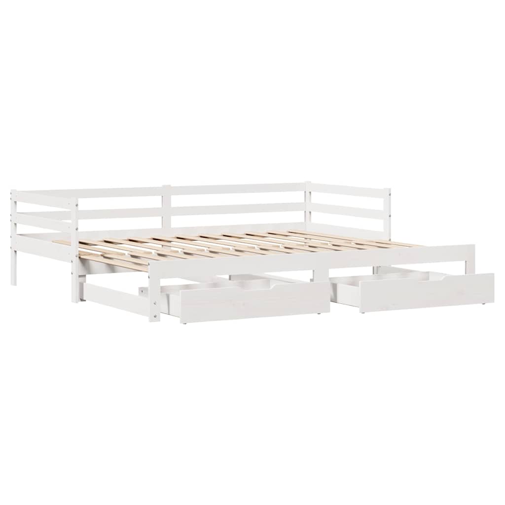 fehér tömör fenyőfa kanapéágy fiókokkal 90 x 200 cm