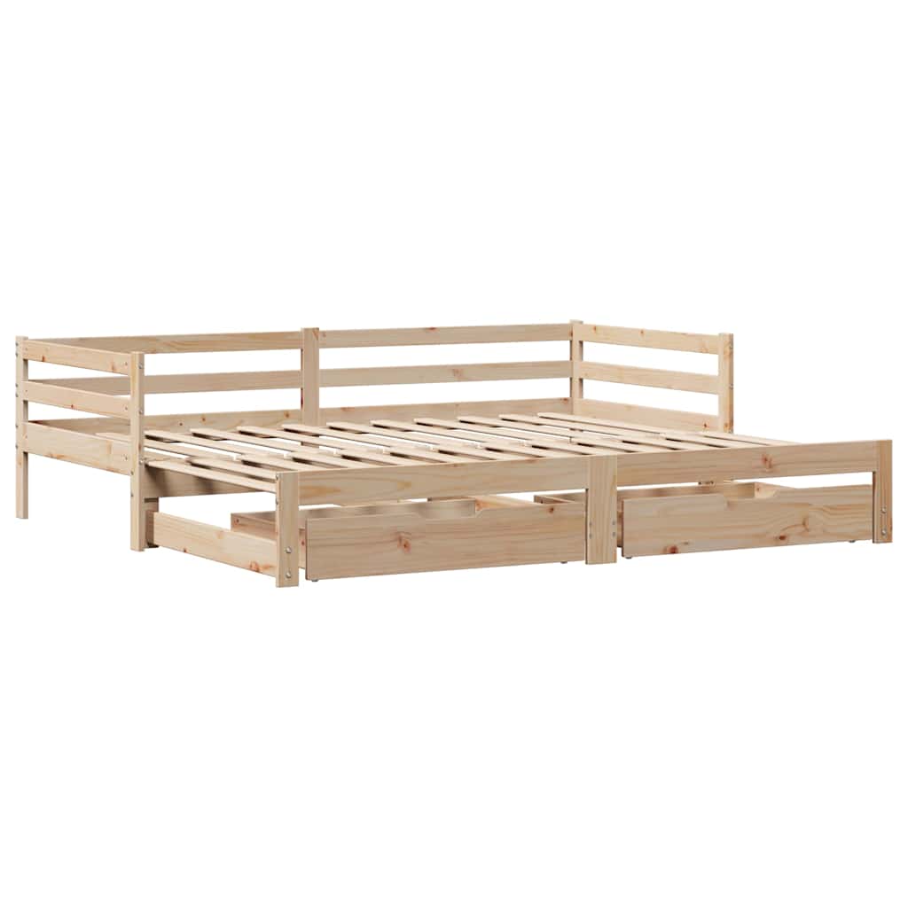 kihúzható heverő fiókokkal matrac nélkül 90 x 190 cm