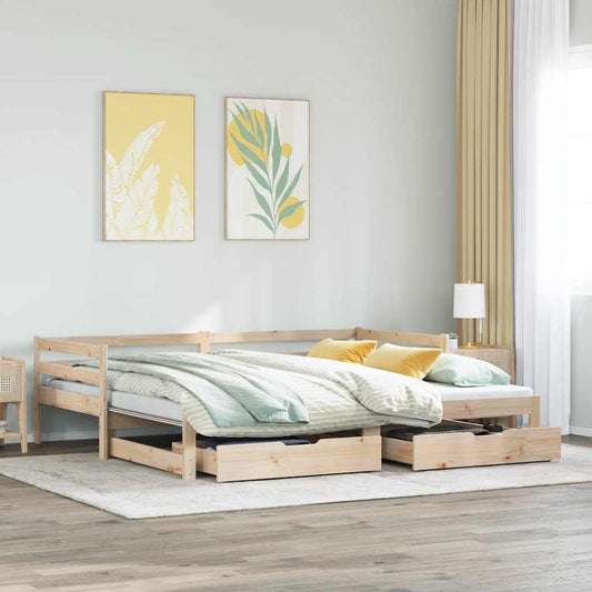 kihúzható heverő fiókokkal matrac nélkül 90 x 190 cm