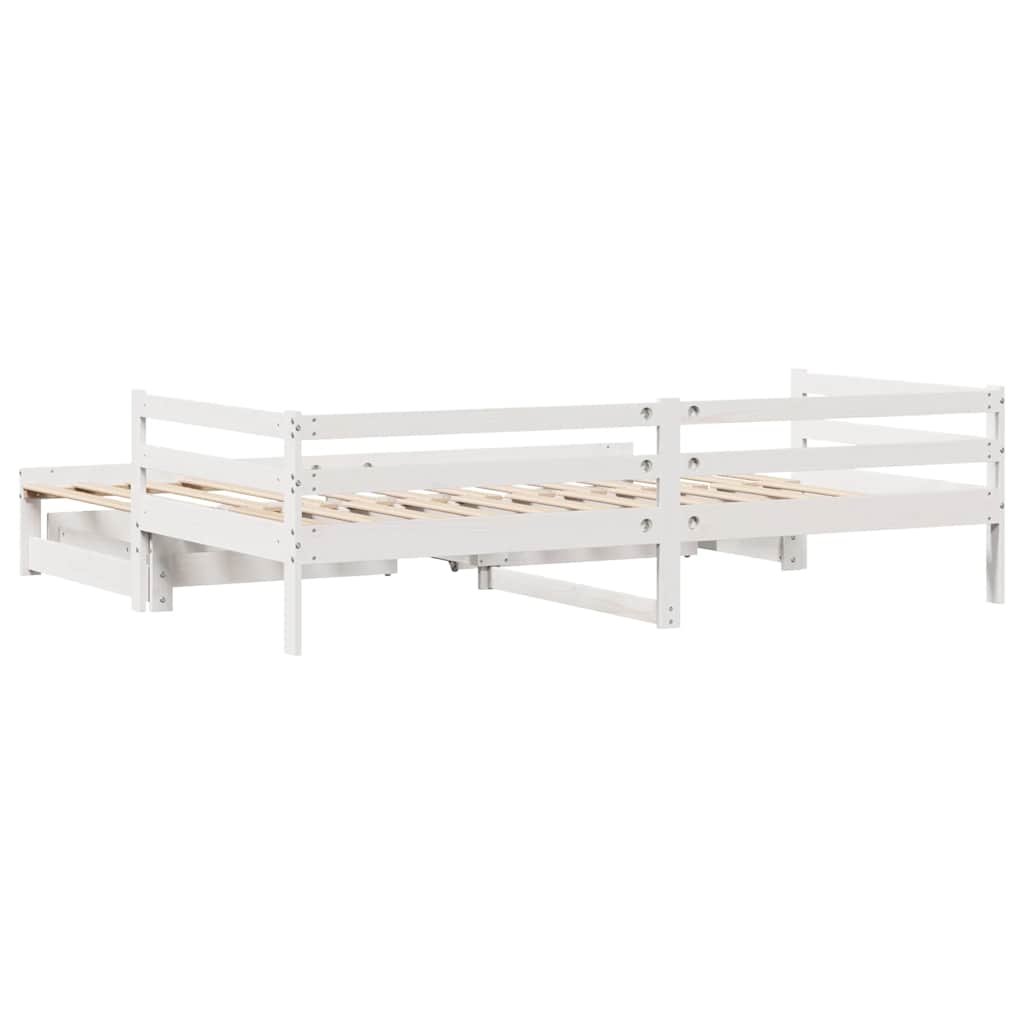 fehér kihúzható heverő fiókokkal matrac nélkül 90 x 190 cm