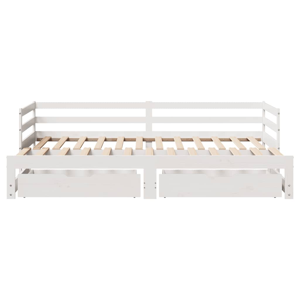 fehér kihúzható heverő fiókokkal matrac nélkül 80 x 200 cm