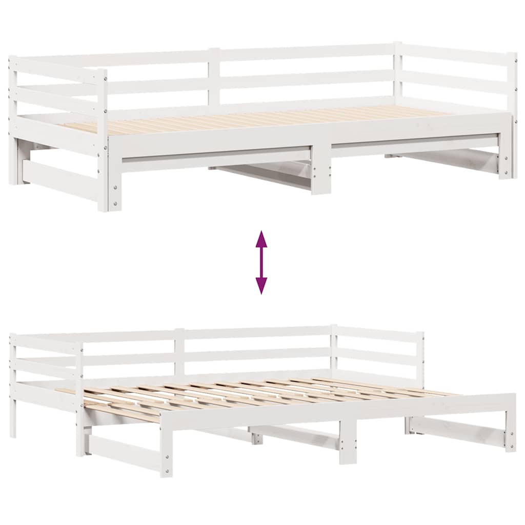 fehér kihúzható heverő fiókokkal matrac nélkül 80 x 200 cm