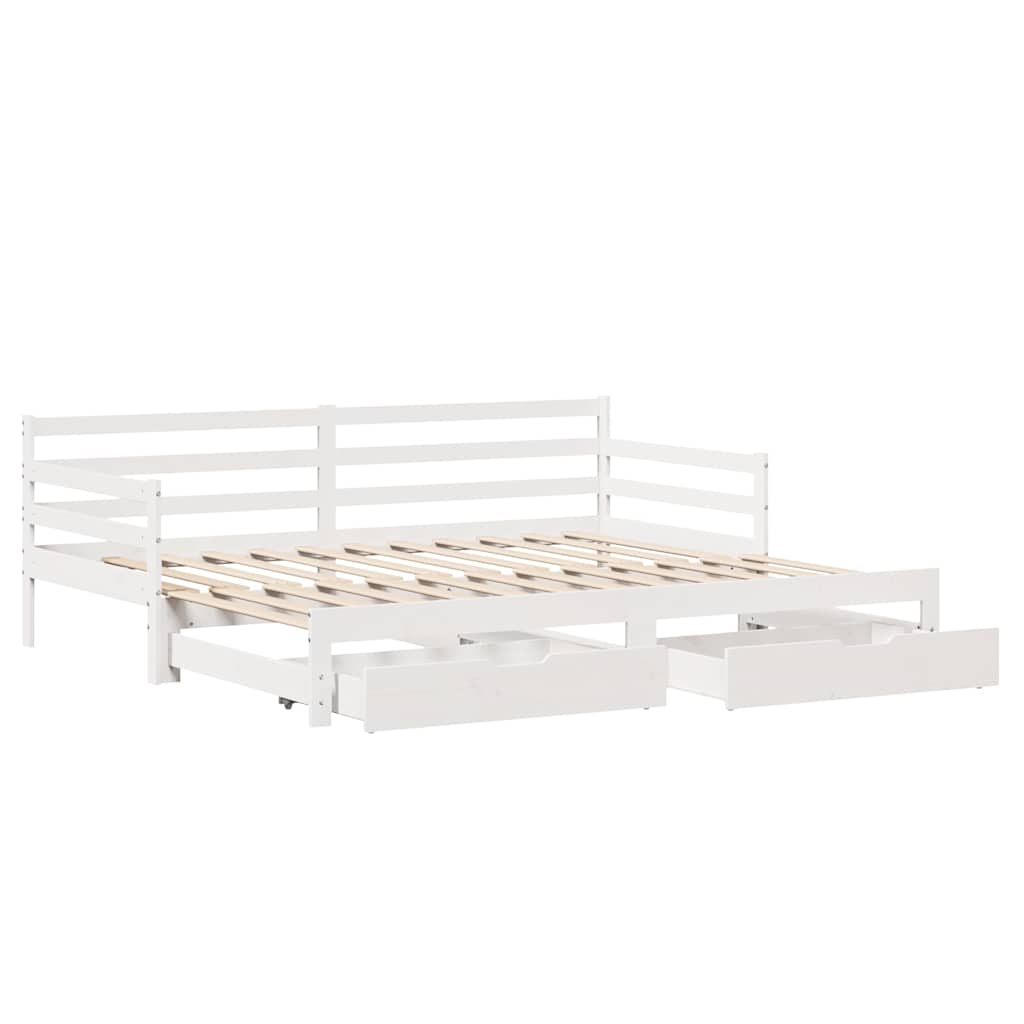 fehér tömör fenyőfa kanapéágy fiókokkal 90 x 200 cm