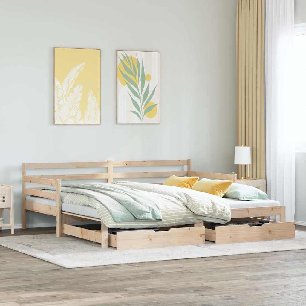 kihúzható heverő fiókokkal matrac nélkül 90 x 200 cm