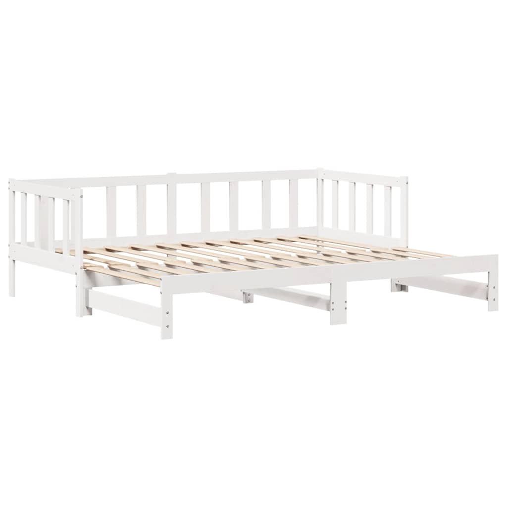 fehér kihúzható heverő fiókokkal matrac nélkül 90 x 200 cm