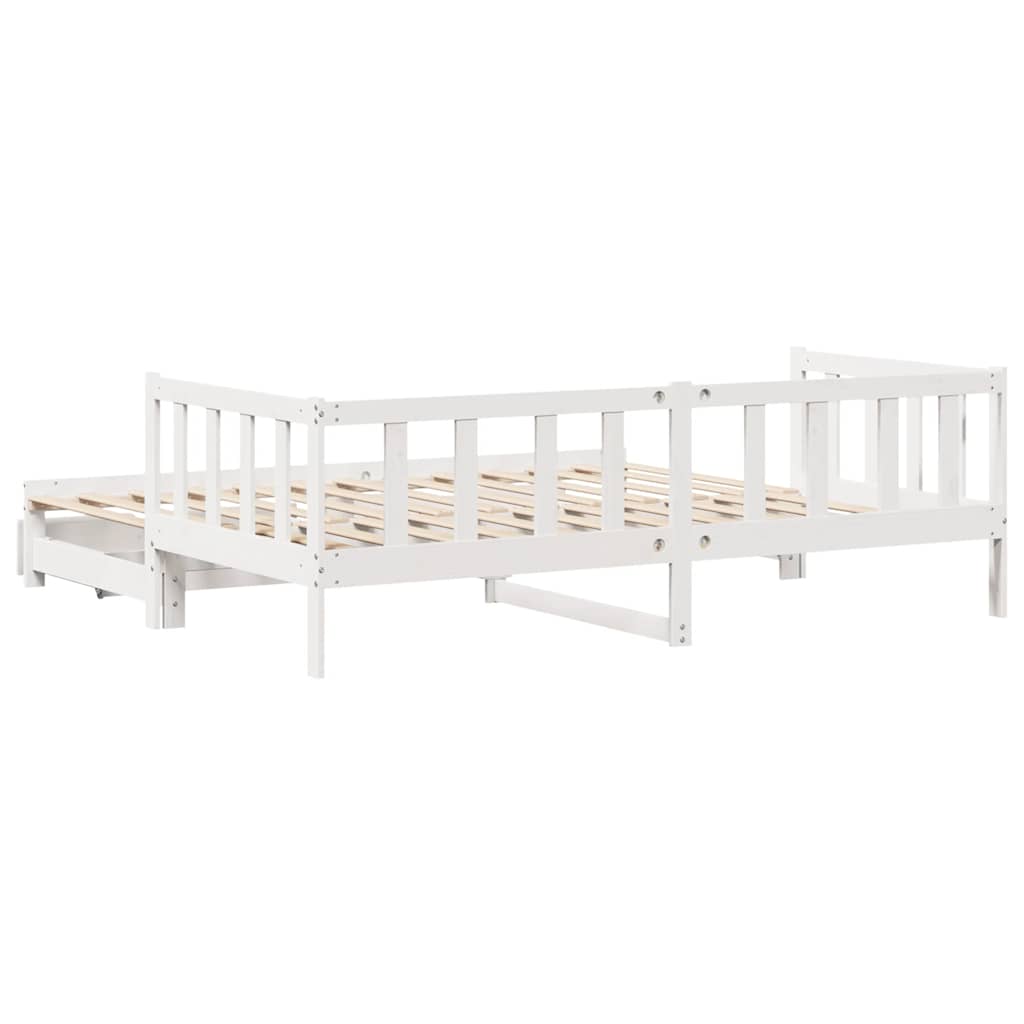 fehér kihúzható heverő fiókokkal matrac nélkül 90 x 200 cm
