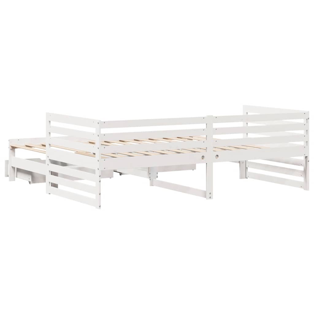 fehér tömör fenyőfa kanapéágy fiókokkal 90 x 200 cm