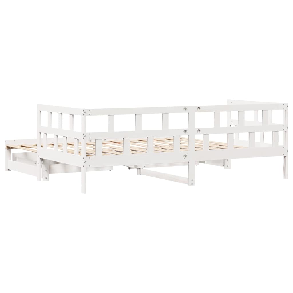 fehér kihúzható heverő fiókokkal matrac nélkül 90 x 200 cm