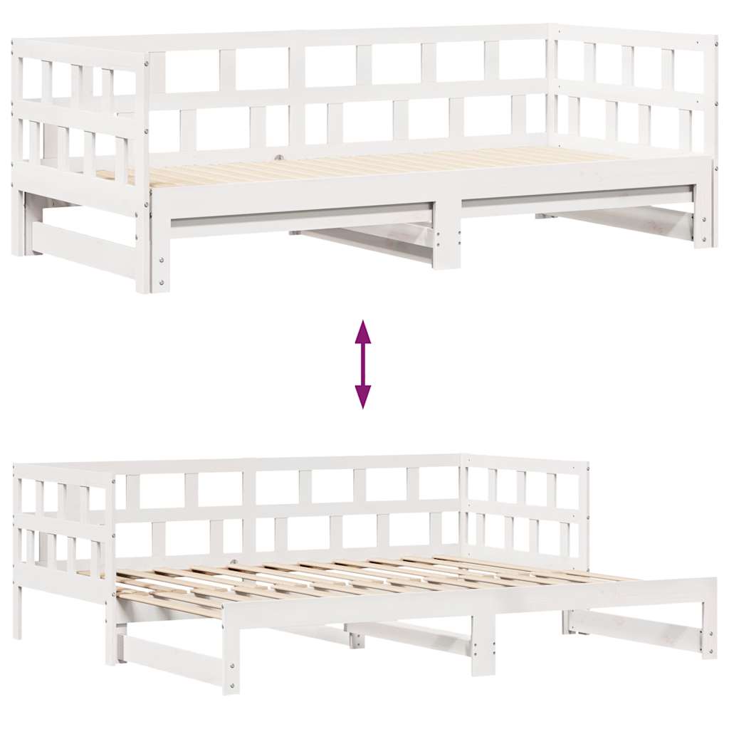 fehér kihúzható heverő fiókokkal matrac nélkül 80 x 200 cm